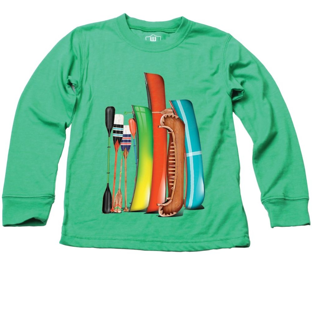 NWT Wes and Willy  Tee Full Sleeve Canoes Green Tee